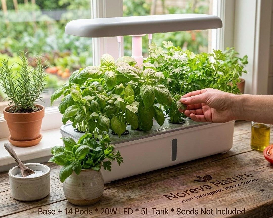 Kit de jardin d'herbes aromatiques hydroponiques intelligentes Noreva Nature, 14 pods, lumière de culture LED 20W, application WiFi Tuya, po