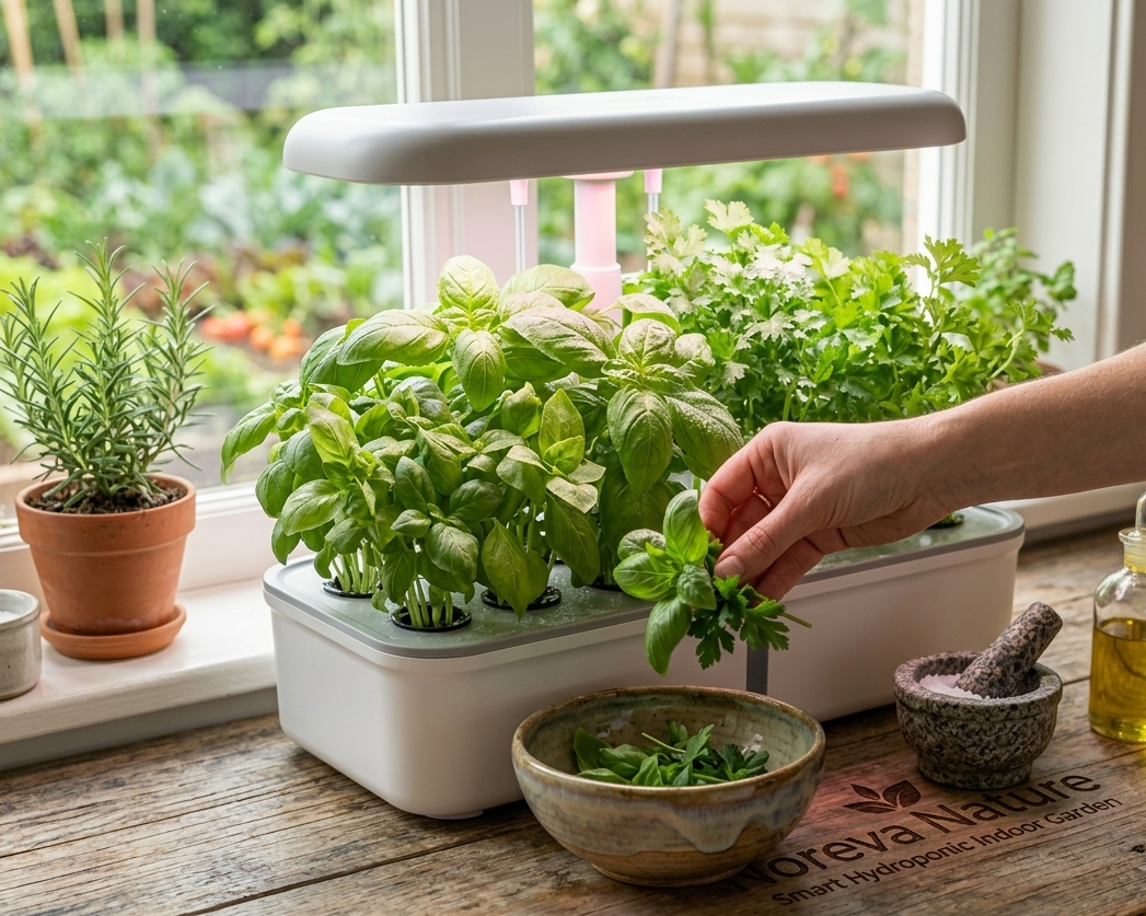 Kit de jardin d'herbes aromatiques hydroponiques intelligentes Noreva Nature, 14 pods, lumière de culture LED 20W, application WiFi Tuya, po